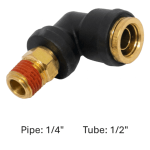 177.12C698B - PLC Swivel Male Elbow DOT 1/2in X 1/4in