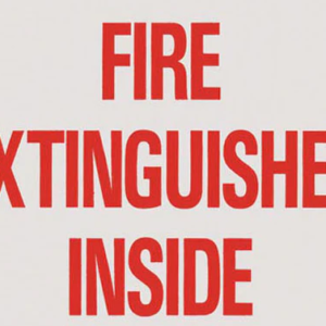 571.D107 - Decal FIRE EXTINGUISHER INSIDE 2X12in