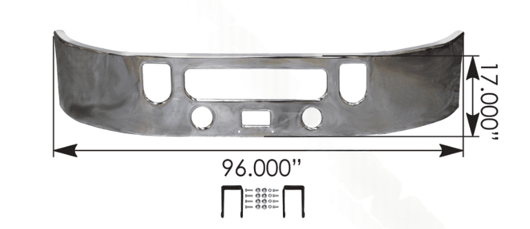 564.62112C - Bumper Chrome Mack 17in Pinnacle CXU