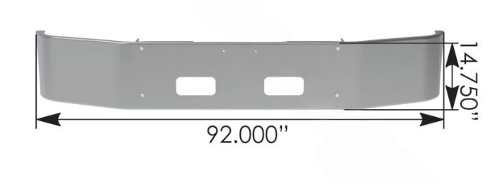 564.VHOE-0010-18 - Bumper Chrome Peterbilt 14in Model 348