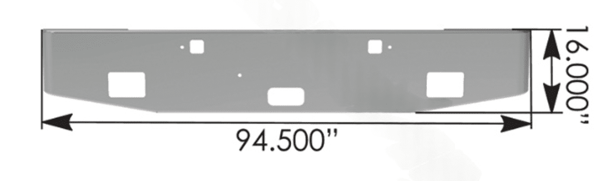 564.VFT-2210-924T - Bumper Chrome Kenworth 16in W900B