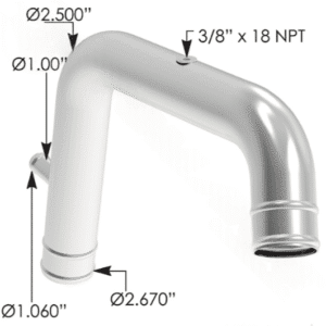 561.75887SS - Lower Radiator Pipe KW/Pete 304SS