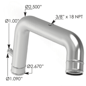 561.59769SS - Lower Radiator Pipe Kenworth 304SS