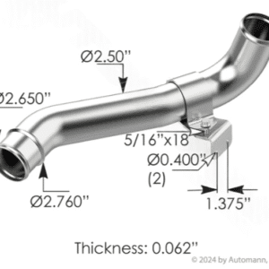 561.46827SS - Lower Radiator Pipe Freightliner 304SS