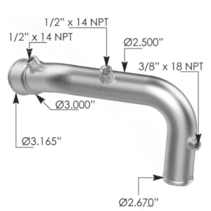 561.59663SS - Lower Radiator Pipe Kenworth 304SS