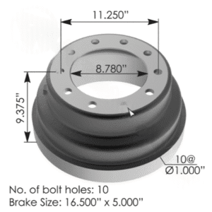 151.6506BATR - Brake Drum 16.500in X 5.000in