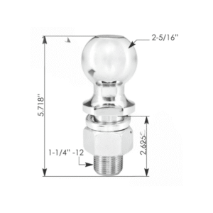 182.2516114HT - Chrome Hitch Ball 2 5/16in 10K