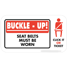 571.D150 - Decal BUCKLE UP 2.25in x 4in