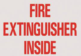 571.D123 - Decal FIRE EXTINGUISHER INSIDE 2x12in