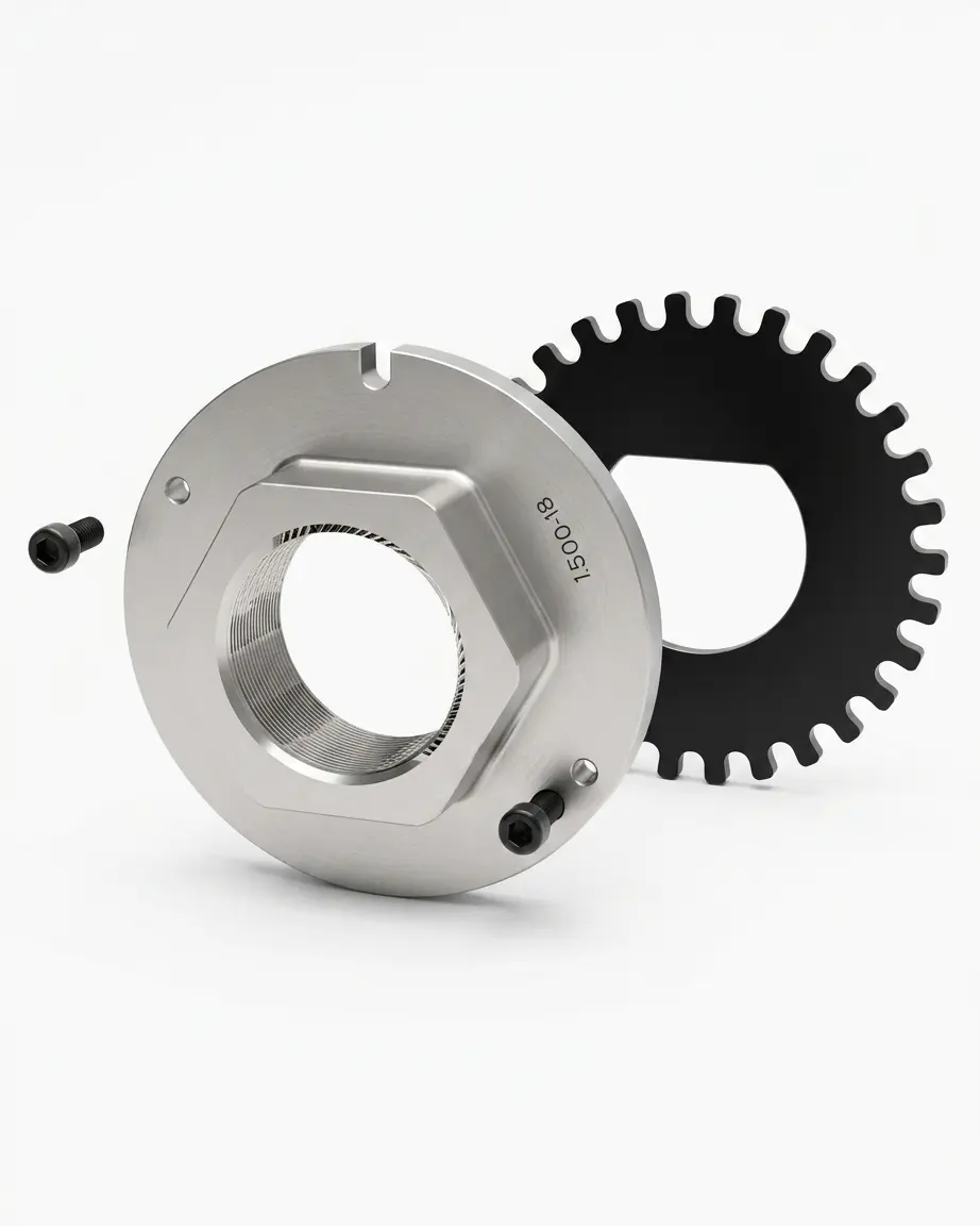 SKF SN150FWFEG-45 spindle nut and washer assembly for commercial steer axles, SKF SN150FWFEG-45, SN150FWFEG-45, SN150FWFE, 209.SKFSN150FWFE, SKF SN150FWFE, Automann 209.SKFSN150FWFE, SKF, Steer Axle, Commercial Steer Axle, 12K Axle, Eaton, Ford, Meritor, Spindle Nut, Spindle Nut Assembly, Locking Wheel Nut, Unitized Spindle Nut, Axle Nut, 1.500-18 Thread, 1-1/2-18 Thread, Wheel End Hardware
