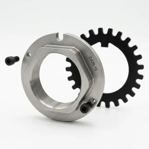 SKF SN262GWDAG-25 spindle nut and washer assembly for commercial drive axles, SKF SN262GWDAG-25, SN262GWDAG-25, SN262GWDA, 209.SKFSN262GWDA, SKF SN262GWDA, Automann 209.SKFSN262GWDA, SKF, Drive Axle, Commercial Drive Axle, Eaton, Ford, International, IHC, Meritor, Spindle Nut, Spindle Nut Assembly, Locking Wheel Nut, Unitized Spindle Nut, Axle Nut, 2.625-12 Thread, 2-5/8-12 Thread, Wheel End Hardware