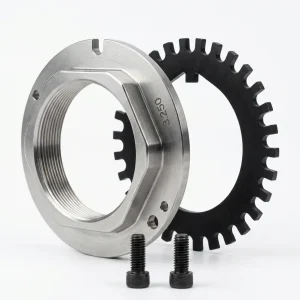 SKF SN262KWTNG-25, SN262KWTNG-25, SN262KWTN, 209.SKFSN262KWTN, SKF SN262KWTN, Automann 209.SKFSN262KWTN, 210.1906, Automann 210.1906, 1906 Socket, SKF, Trailer Axle, 17K-22.5K Axle, Dana Spicer, Eaton, Ingersoll IMT, Meritor, Standard Forge, Spindle Nut, Spindle Nut Assembly, Locking Wheel Nut, Unitized Spindle Nut, Axle Nut, 2.625-16 Thread, 2-5/8-16 Thread, Wheel End Hardware, SKF SN262KWTNG-25 spindle nut and washer assembly for commercial trailer axles