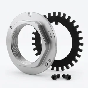 SKF SN325GWDTG-20 spindle nut and washer assembly for commercial drive axles, SN325GWDTG-20, SN325GWDT, 209.SKFSN325GWDT, 209.325GWDT, SKF SN325GWDTG-20, Automann 209.SKFSN325GWDT, SKF, Drive Axle, Spindle Nut, Spindle Nut Assembly, Locking Wheel Nut, Unitized Spindle Nut, Axle Nut, 3.250-12 Thread, 3-1/4-12 Thread, Tandem Axle, Dana Spicer, Eaton, Ford, Freightliner, International, Kenworth, Mack, Meritor, Peterbilt, Volvo, Western Star, Wheel End Hardware